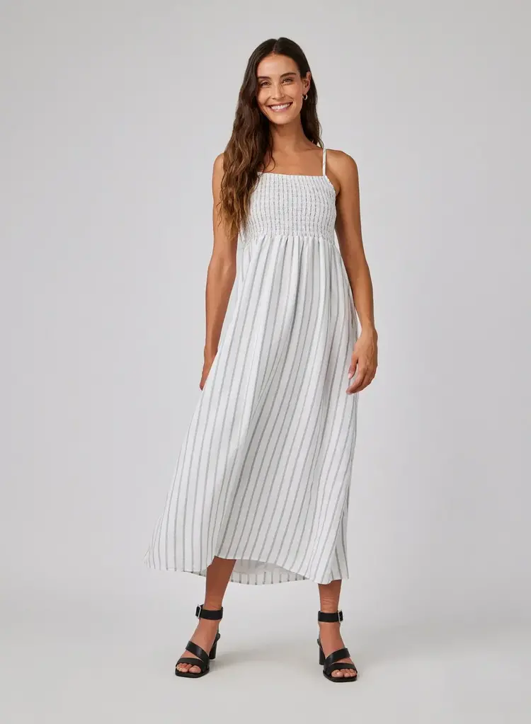Bella Dahl Smocked Cami Maxi Dress Makena Beach Stripe