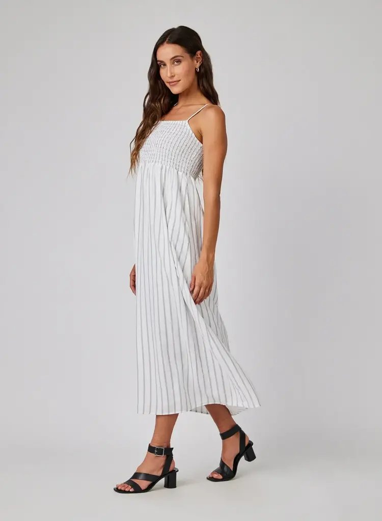 Bella Dahl Smocked Cami Maxi Dress Makena Beach Stripe