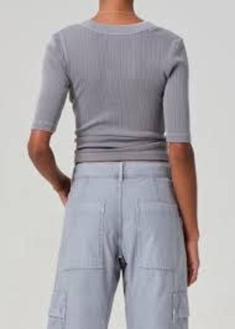 Citizens of Humanity NALI Short Sleeve Henley Balboa Grey