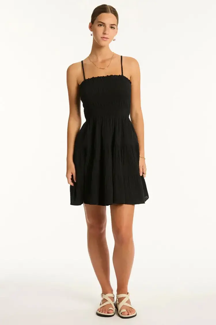 Sea Level Sunset Short Bandeau Dress Black