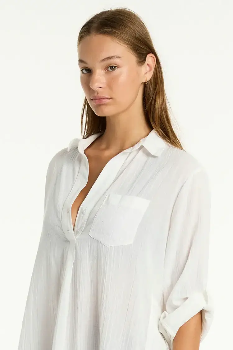 Sea Level Stella Salt Long Cover Up White