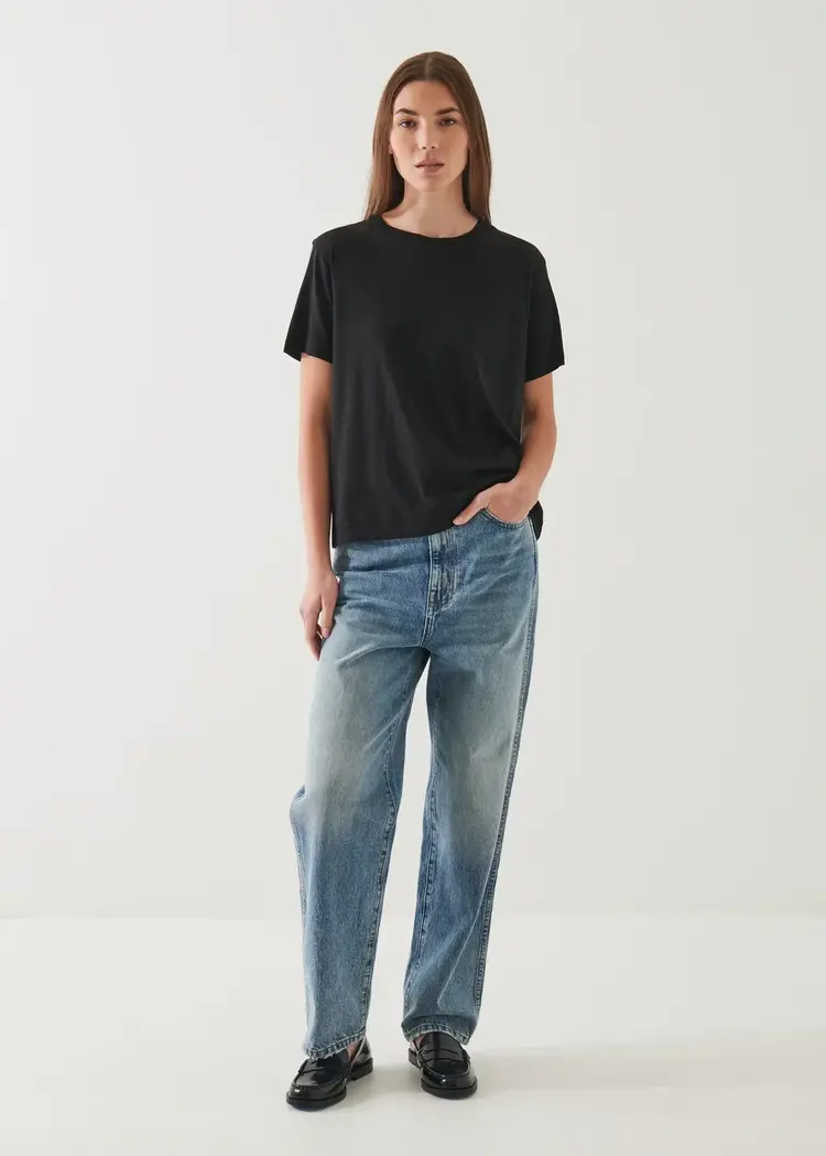 Patrick Assaraf Lightweight Pima Cotton Boyfriend T-Shirt Black