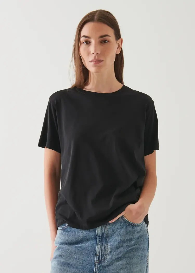 Patrick Assaraf Lightweight Pima Cotton Boyfriend T-Shirt Black