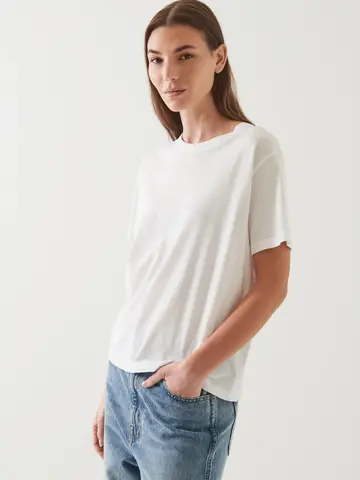 Patrick Assaraf Lightweight Pima Cotton Boyfriend T-Shirt White