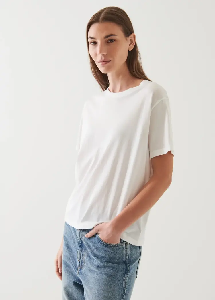 Patrick Assaraf Lightweight Pima Cotton Boyfriend T-Shirt White
