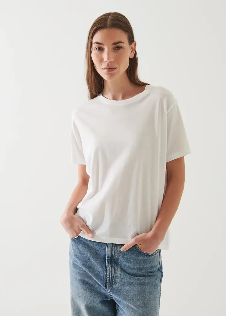 Patrick Assaraf Lightweight Pima Cotton Boyfriend T-Shirt White