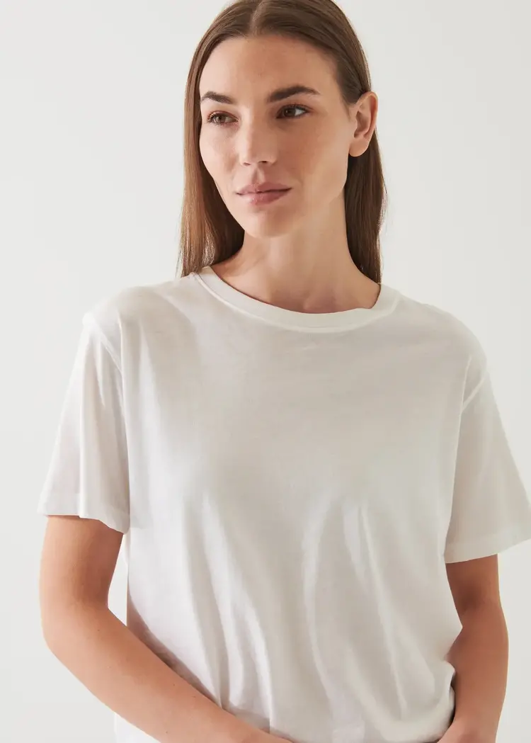 Patrick Assaraf Lightweight Pima Cotton Boyfriend T-Shirt White