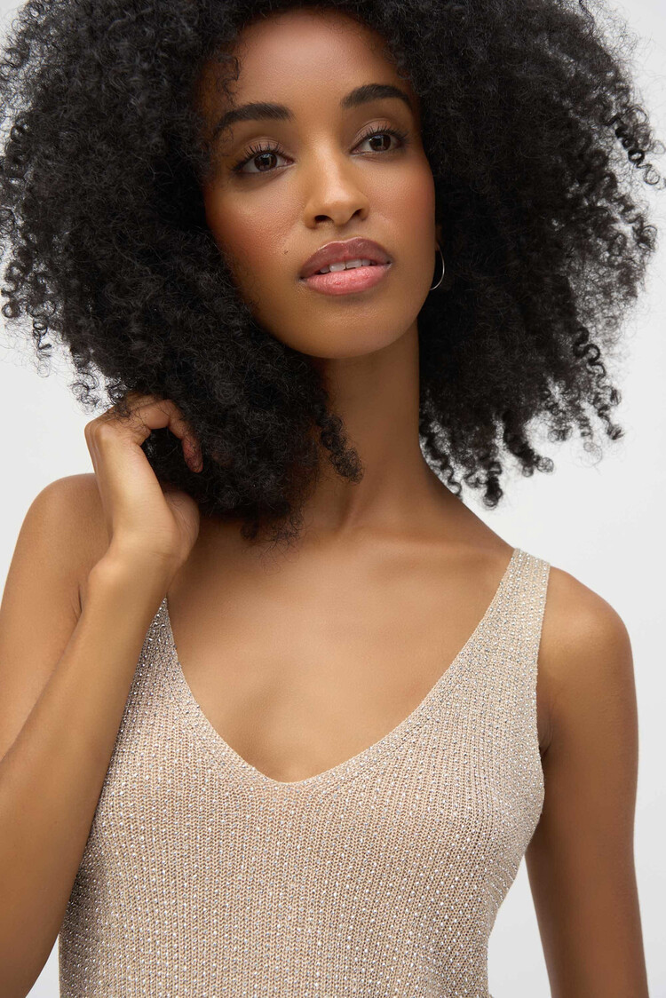 Joseph Ribkoff Metallic Knitted Camisole Champagne