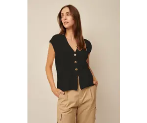 トップス atlast&co button vest Line the Label | Olive Knit Vest Caviar - Tryst Boutique