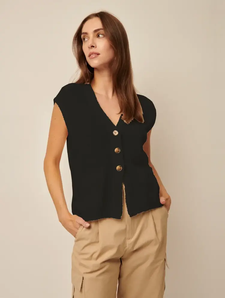 Line the Label Olive Knit Vest Caviar