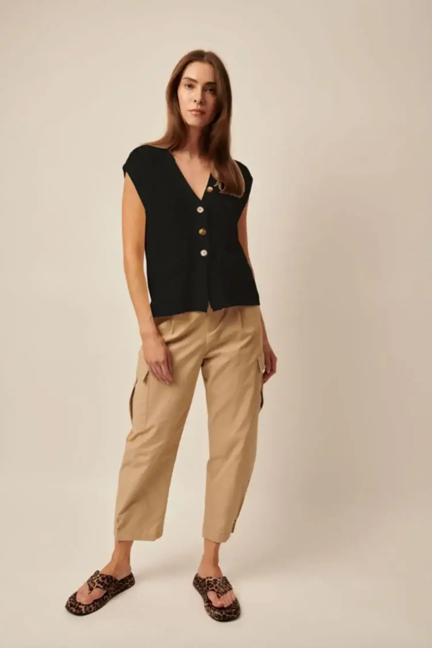Line the Label | Olive Knit Vest Caviar - Tryst Boutique