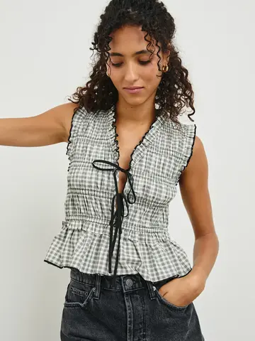 Rails MARTINE Top Ivory Jet Gingham