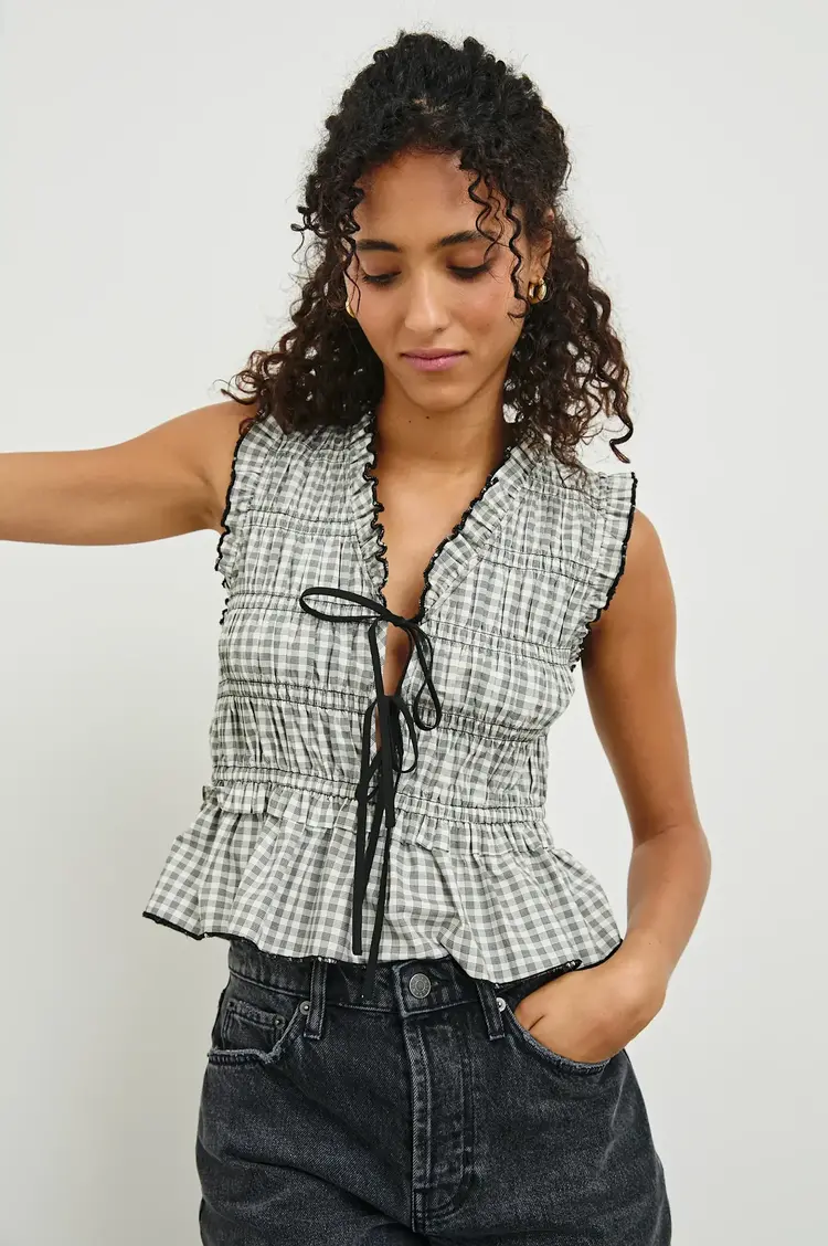 Rails MARTINE Top Ivory Jet Gingham