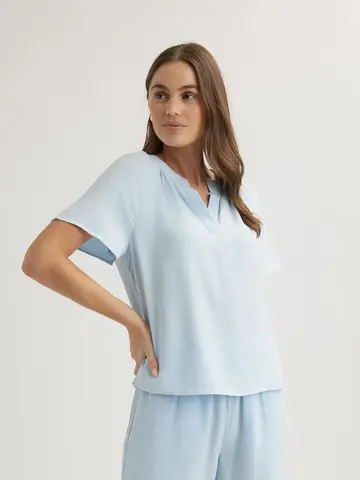 Bella Dahl Flowy Short Slv Pullover Clear Water