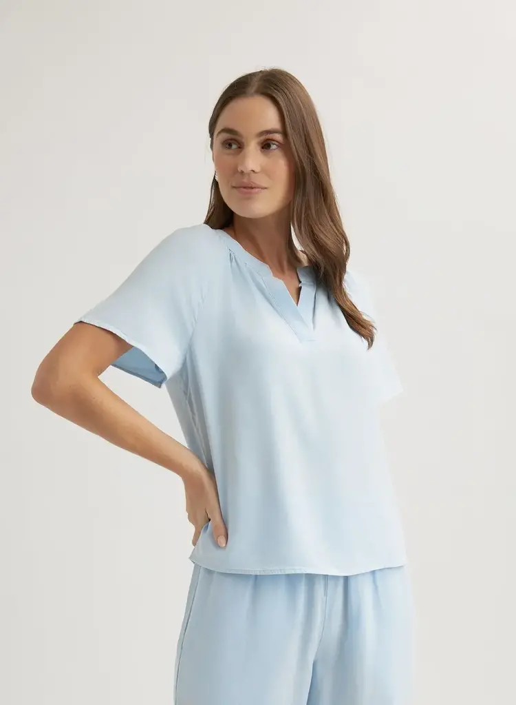 Bella Dahl Flowy Short Slv Pullover Clear Water