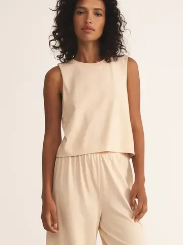 ZSupply SLOANE Jersey Muscle Tank Panna Cotta