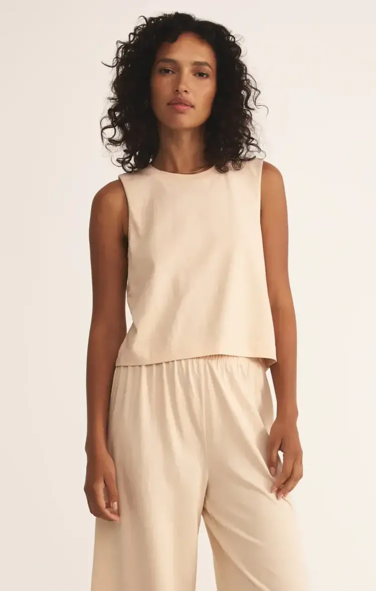 ZSupply SLOANE Jersey Muscle Tank Panna Cotta