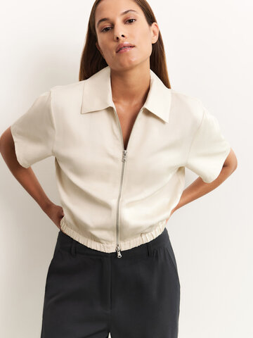 Yaya Satin Cropped SS Jacket Summer Sand