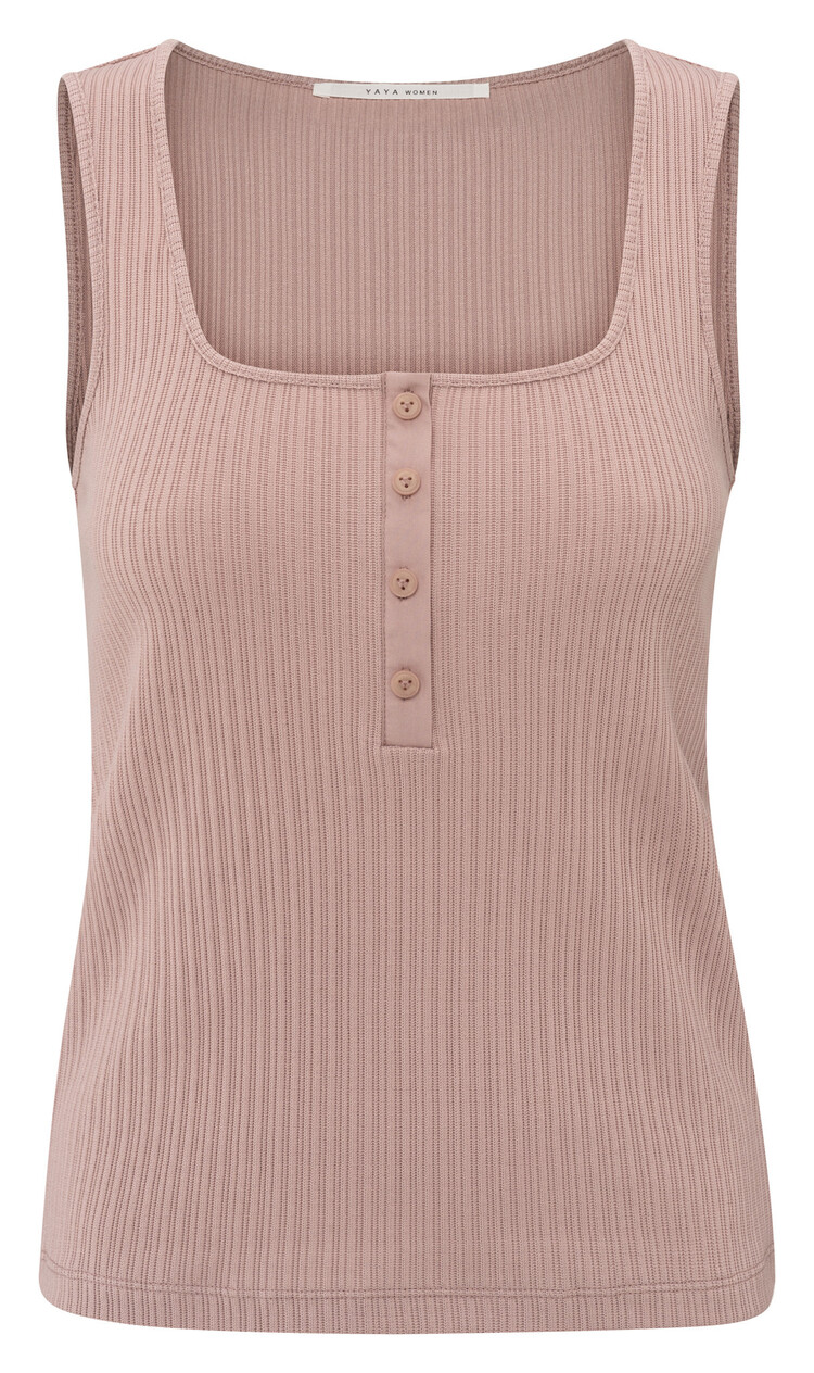 Yaya Rib Singlet w/Buttons Soft Mauve