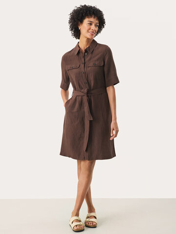 Part Two Raili Linen Dress Bracken
