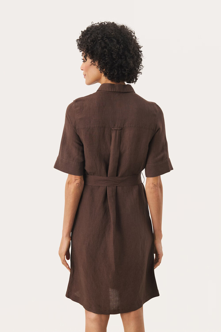 Part Two Raili Linen Dress Bracken