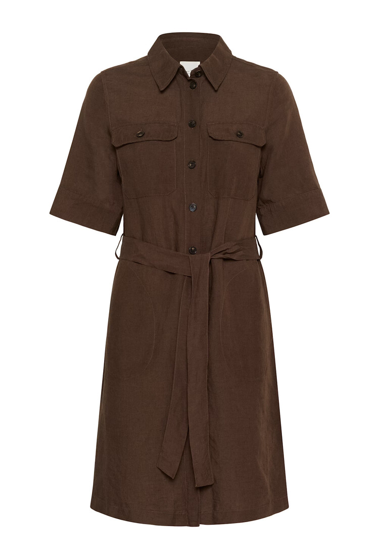 Part Two Raili Linen Dress Bracken