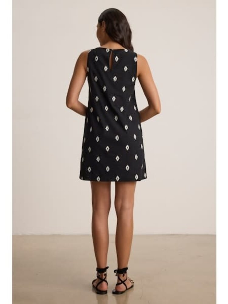 Velvet Elara Embroidered Cotton Voile Dress Black
