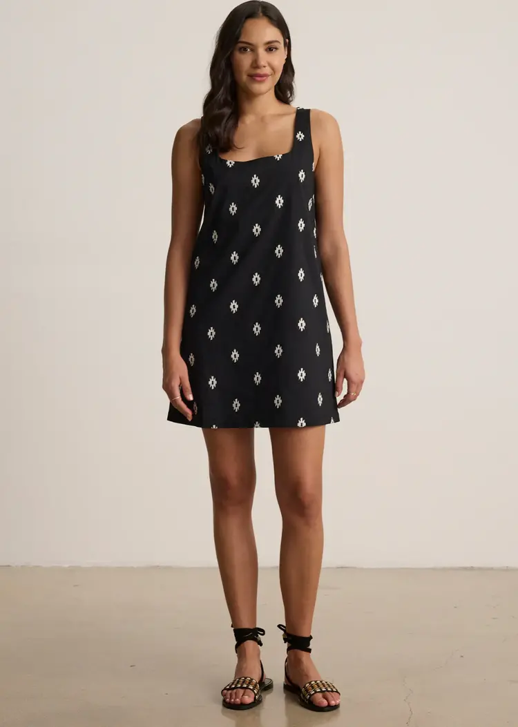 Velvet Elara Embroidered Cotton Voile Dress Black