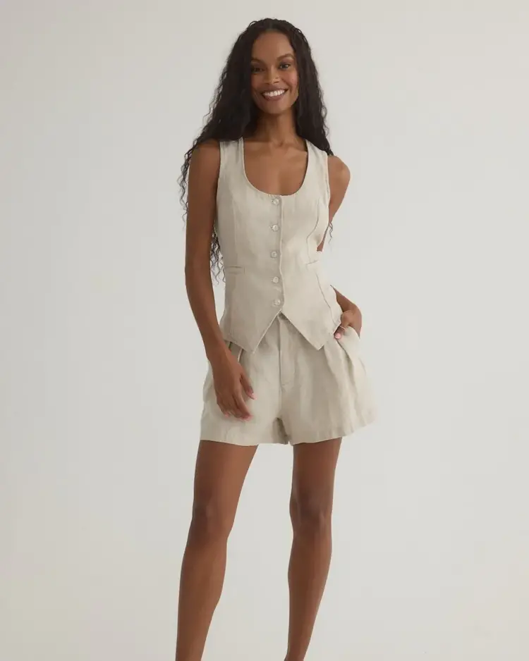 Bella Dahl Scoop Neck Vest Linen Sand