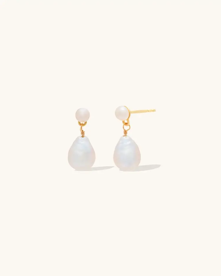 Leah Alexandra Pearl Baroque Petite Drop Earrings