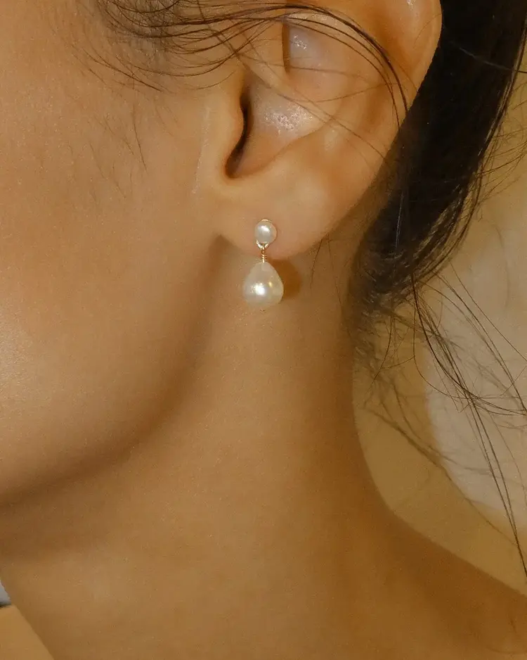 Leah Alexandra Pearl Baroque Petite Drop Earrings