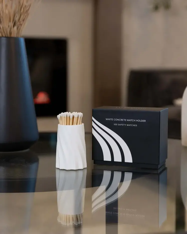 Everlasting Candle Company White Concrete Match Set