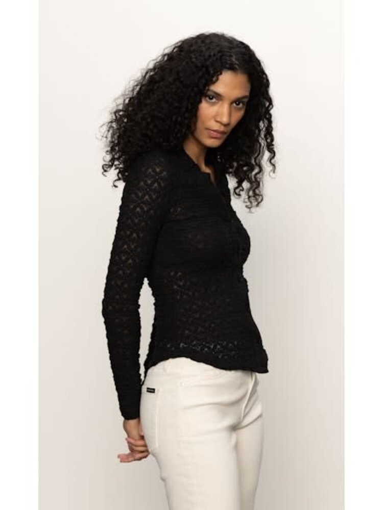 Sanctuary Dream Girl Lace Button Up Black