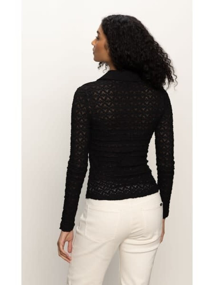 Sanctuary Dream Girl Lace Button Up Black