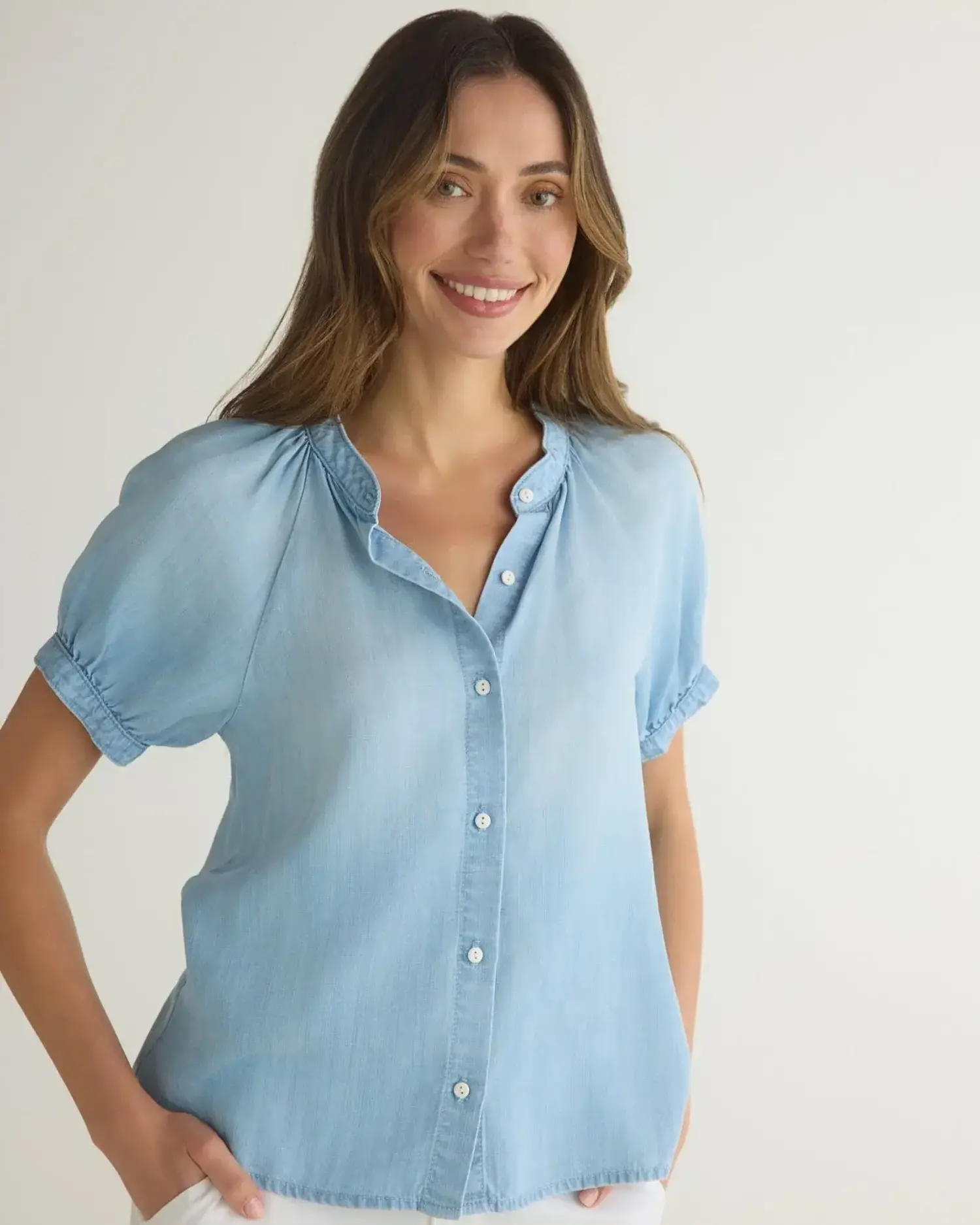 Bella Dahl | Short Sleeve Raglan Shirt Light Riviera Wash - Tryst