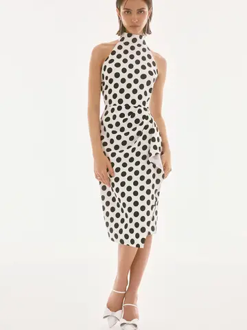 Joseph Ribkoff Lux Twill Polka Dot Halter Dress