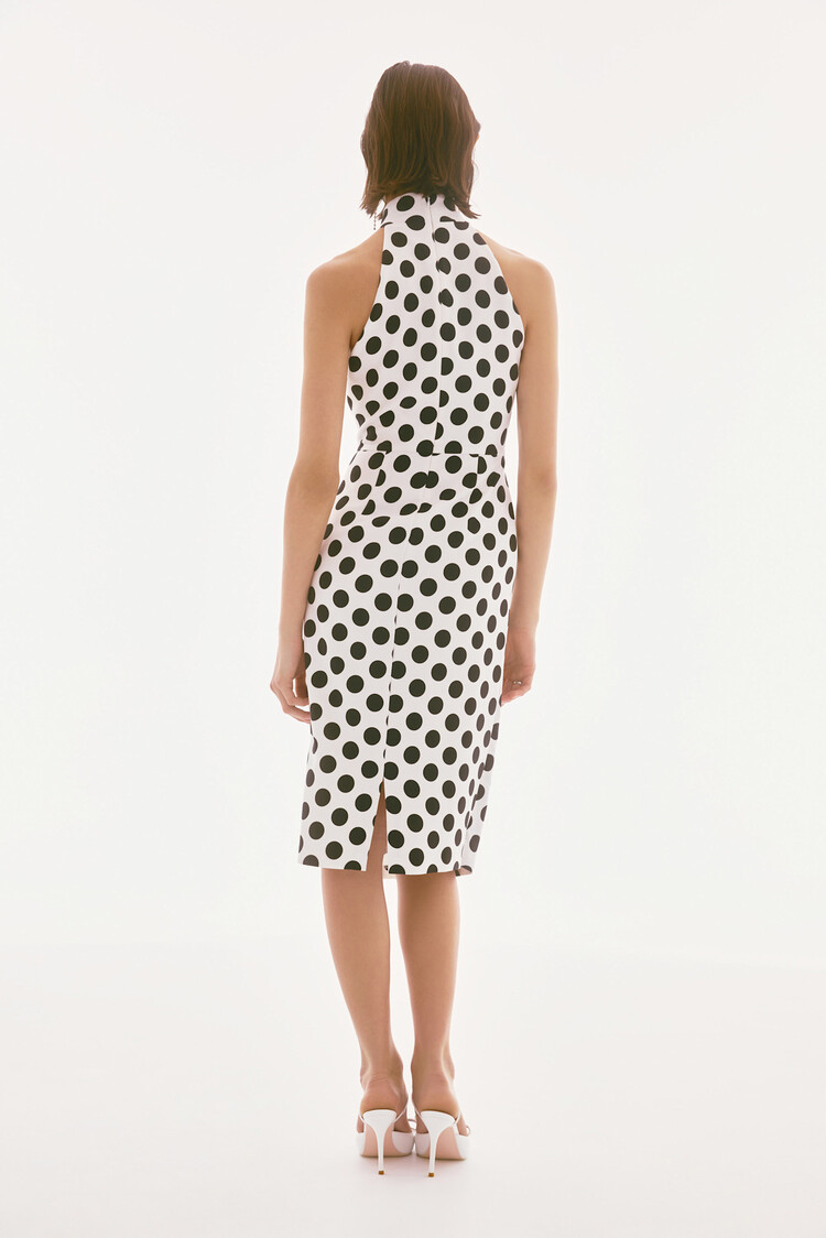 Joseph Ribkoff Lux Twill Polka Dot Halter Dress