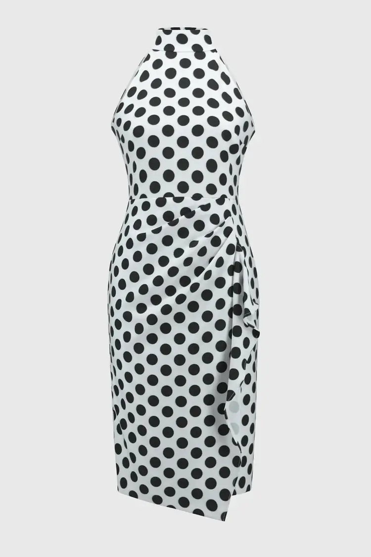 Joseph Ribkoff Lux Twill Polka Dot Halter Dress