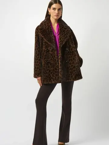 Joseph Ribkoff Faux Fur Leopard Print Coat