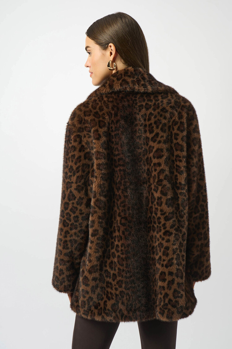 Joseph Ribkoff Faux Fur Leopard Print Coat