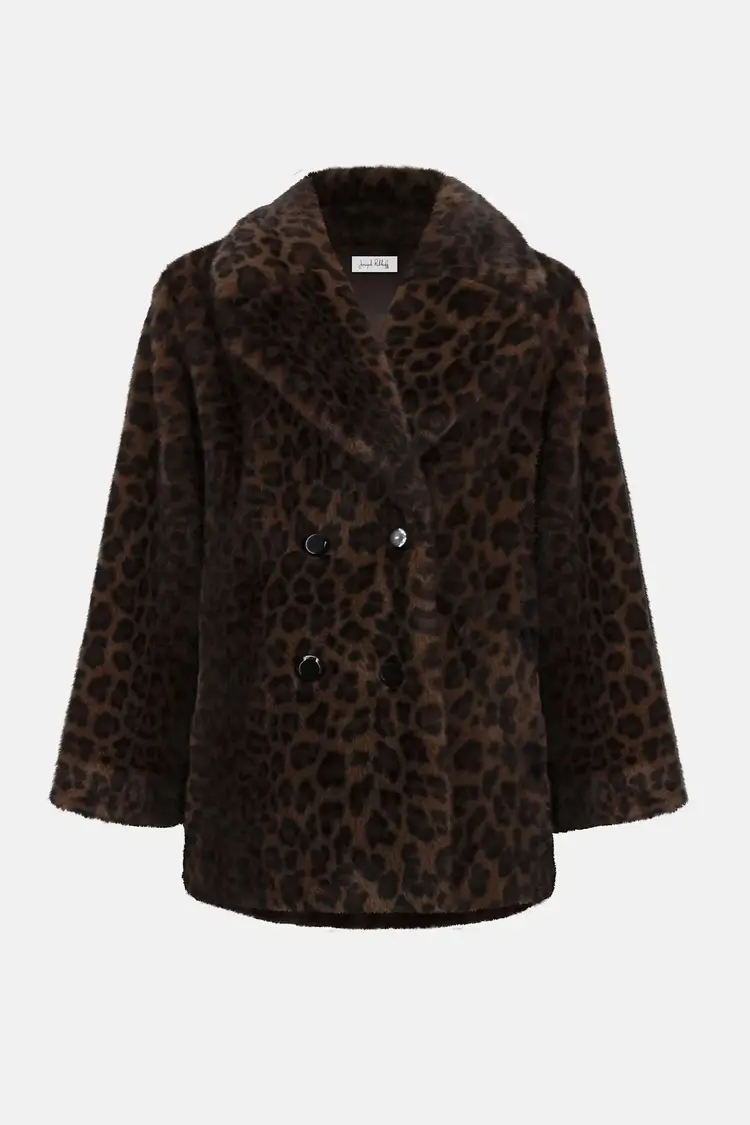 Joseph Ribkoff Faux Fur Leopard Print Coat