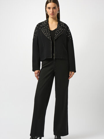 Joseph Ribkoff Stretch Denim Jacket w/Stud Detailing Black