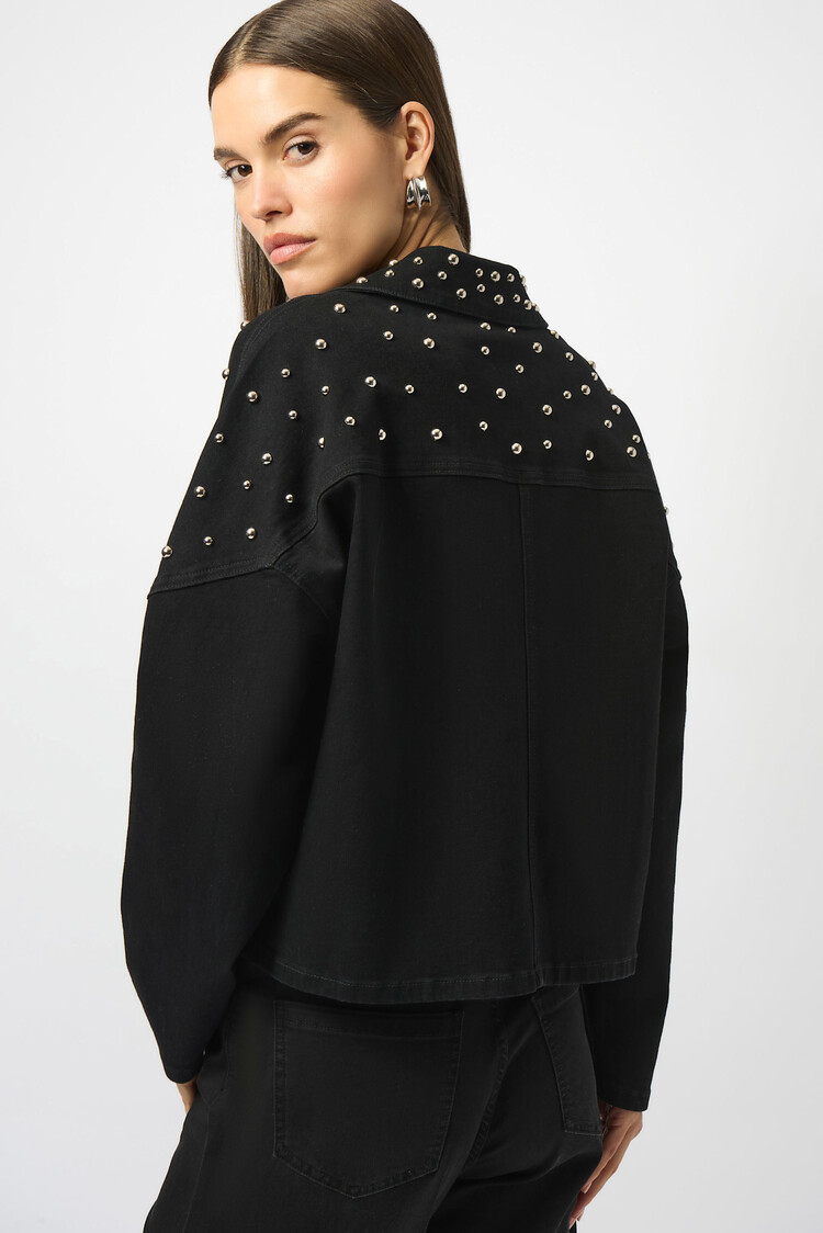 Joseph Ribkoff Stretch Denim Jacket w/Stud Detailing Black