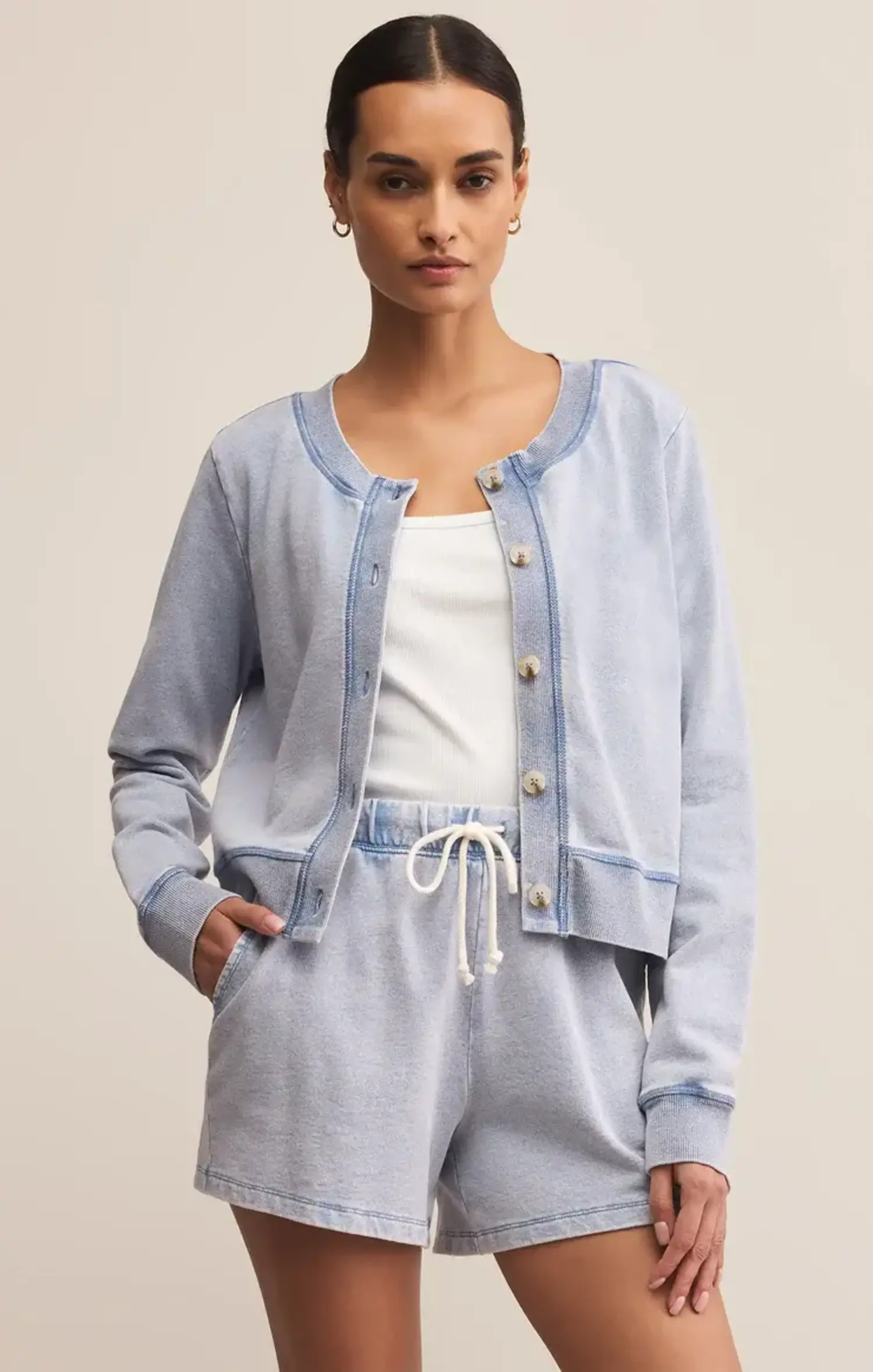 トップス knit switching cardigan blouson Twist Pattern Two Way Zipper Knit Cardigan CD20 - Korean