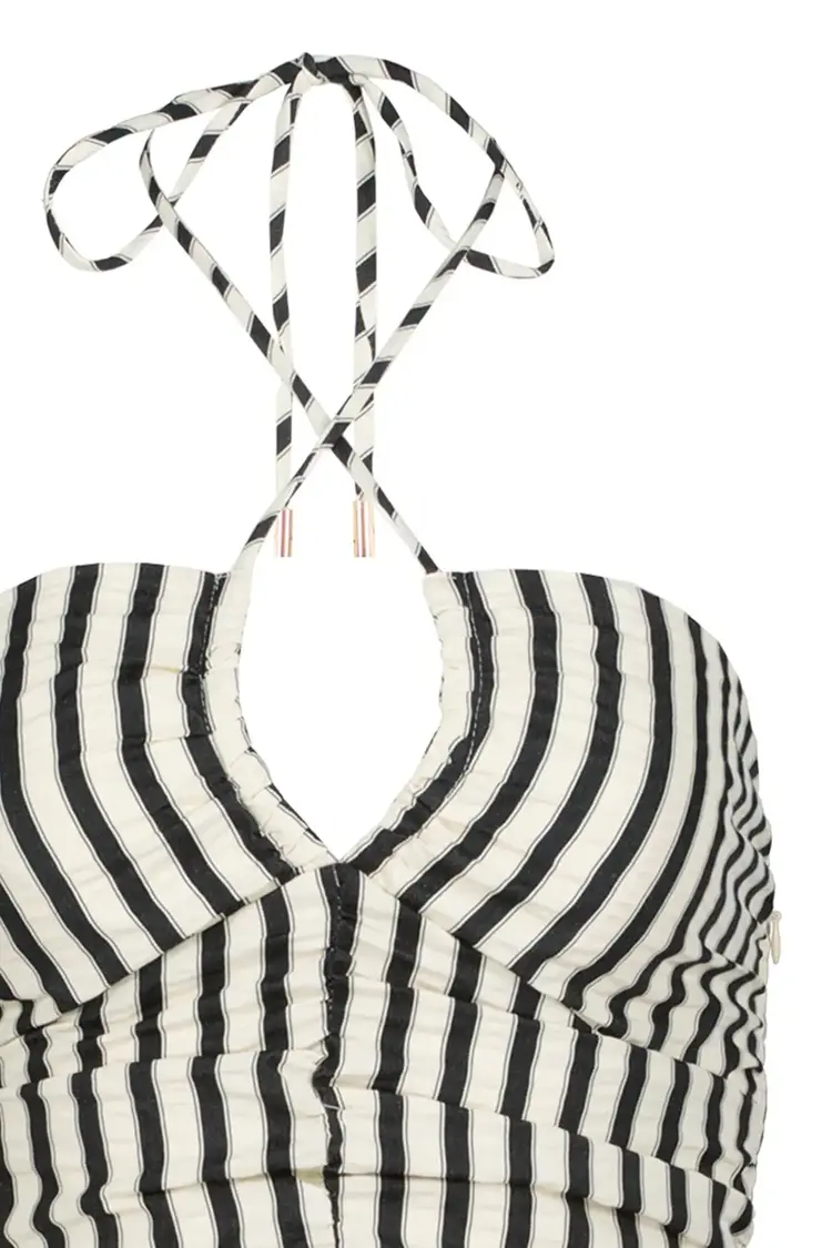 Aeries Halter Top Black Stripe