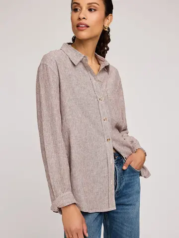 Gentle Fawn Arabella Button Down Shirt Merlot Stripe