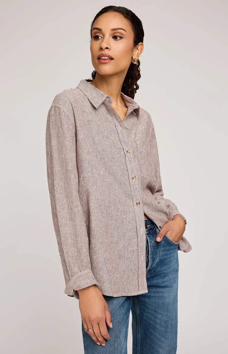 Gentle Fawn Arabella Button Down Shirt Merlot Stripe