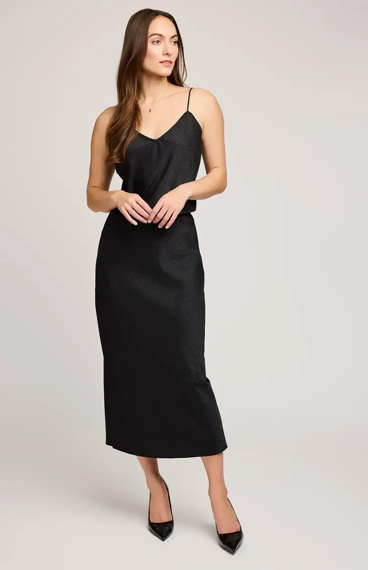 Gentle Fawn Bonnie Satin Midi Skirt Black