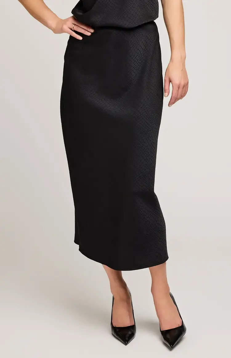 Gentle Fawn Bonnie Satin Midi Skirt Black