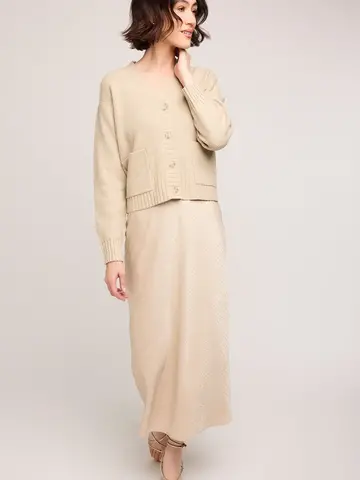 Gentle Fawn Bonnie Satin Midi Skirt Bone